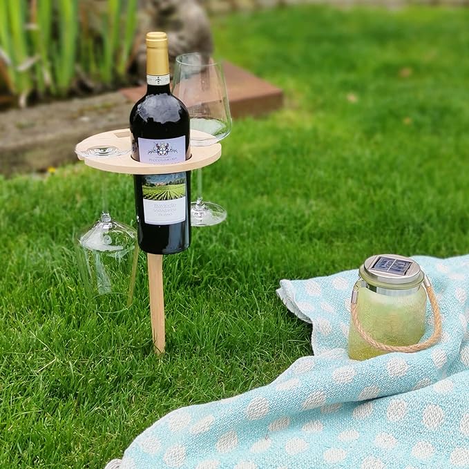 Faltbarer Picknicktisch mit Weinhalter – Aus Holz