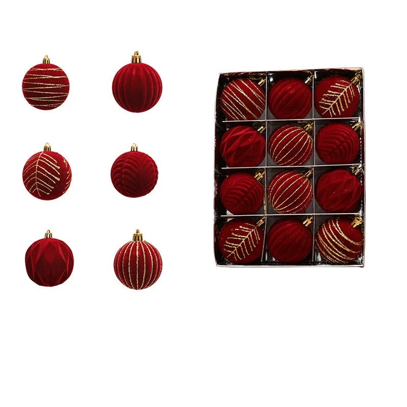 Weihnachtskugel-Ornament-Set aus Samt