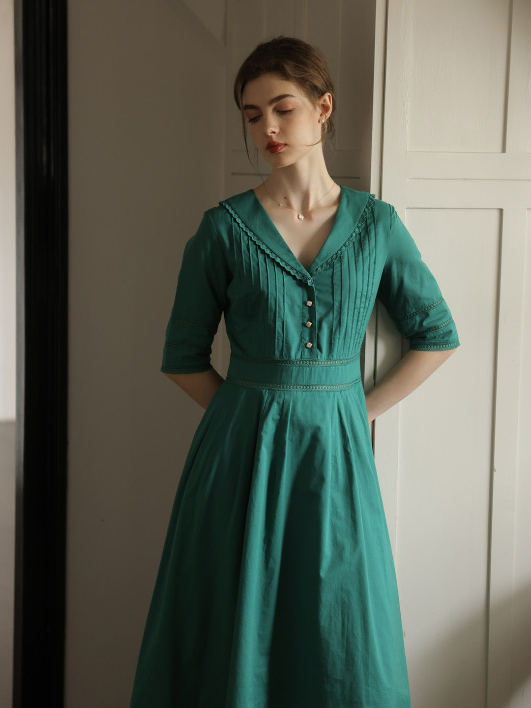 Fiona 100% Baumwolle Denim Blau Midi Kleid