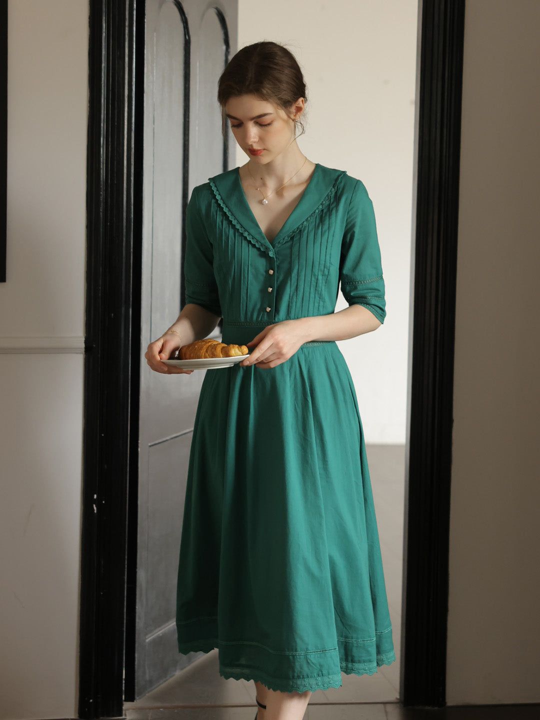 Fiona 100% Baumwolle Denim Blau Midi Kleid