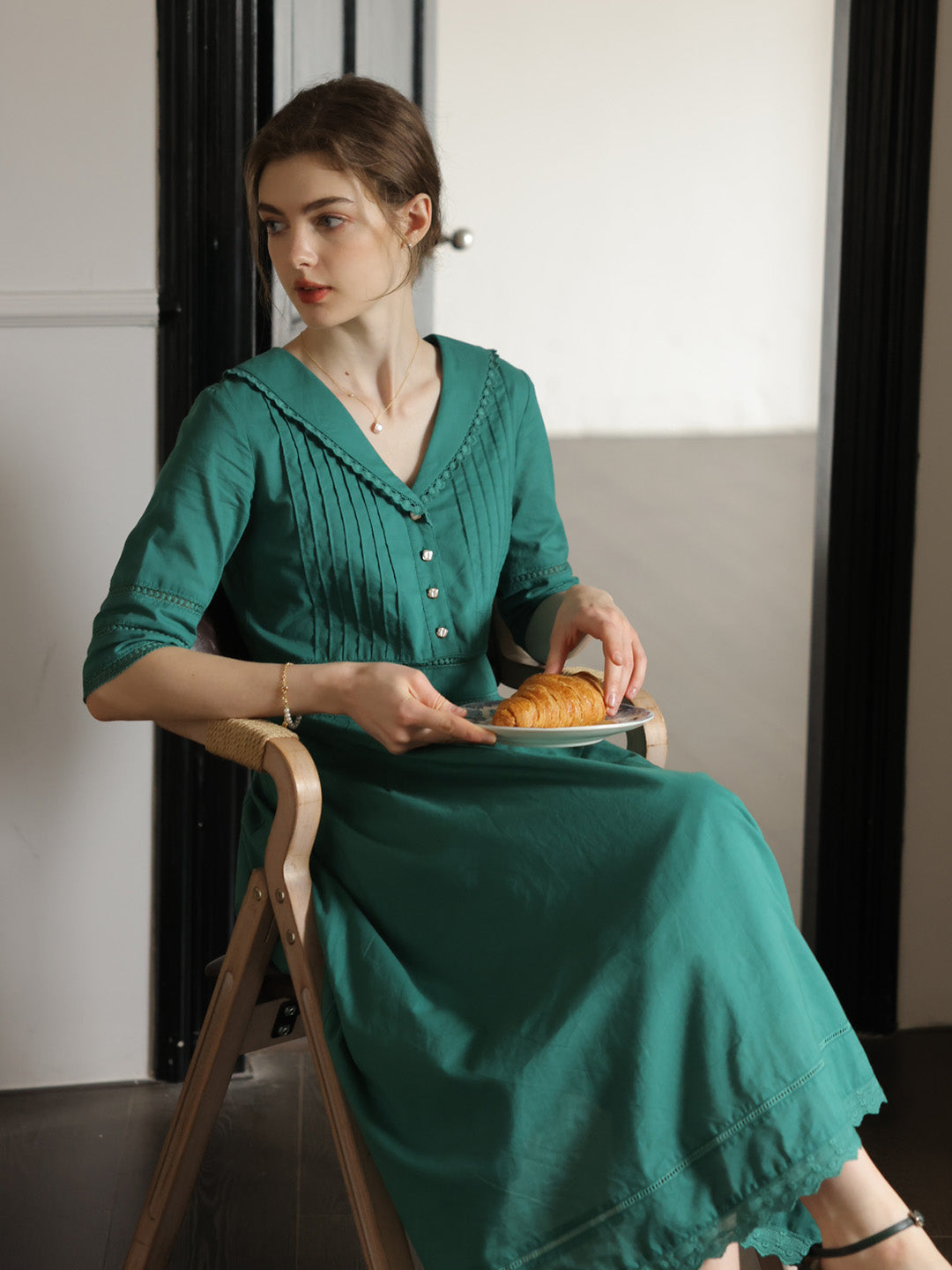 Fiona 100% Baumwolle Denim Blau Midi Kleid