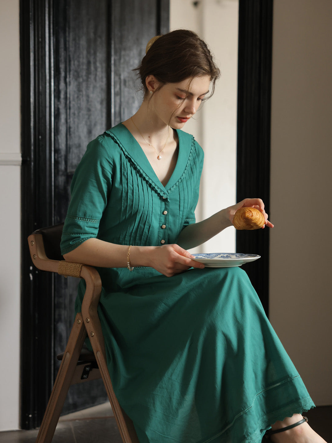 Fiona 100% Baumwolle Denim Blau Midi Kleid