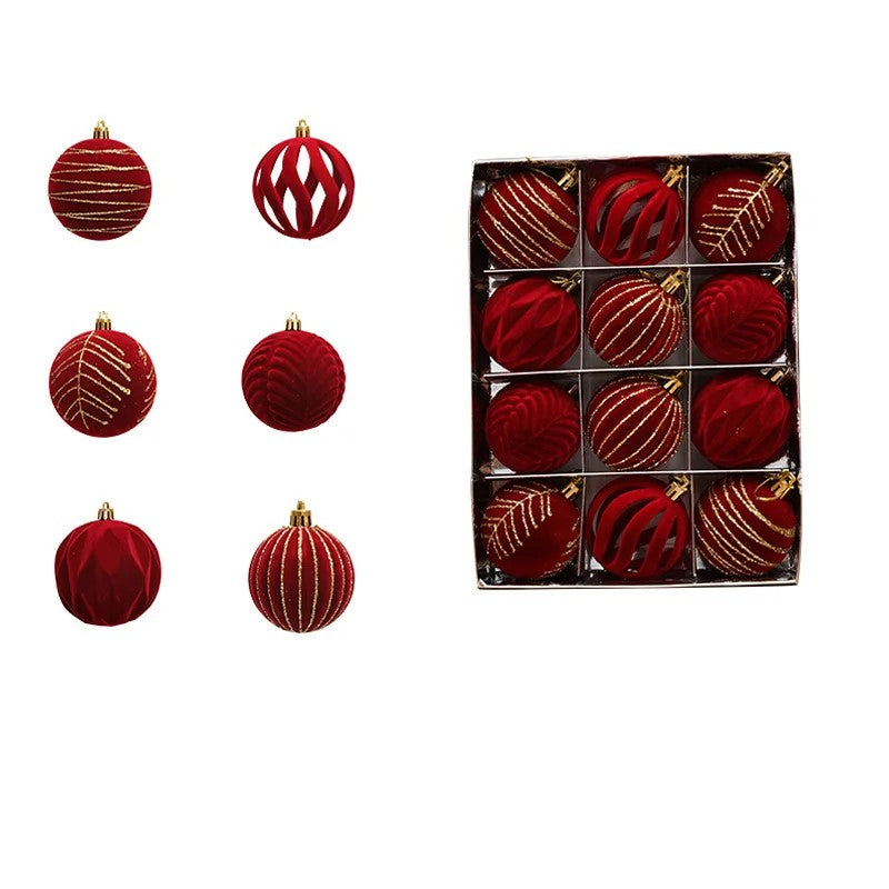 Weihnachtskugel-Ornament-Set aus Samt