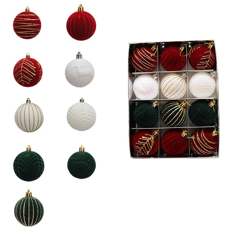 Weihnachtskugel-Ornament-Set aus Samt