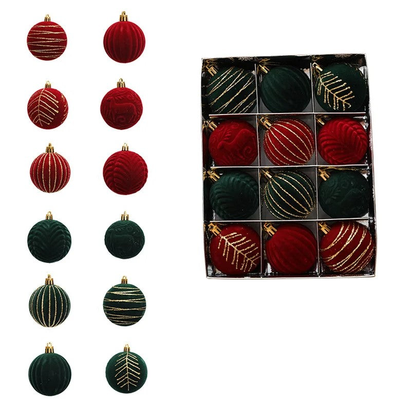 Weihnachtskugel-Ornament-Set aus Samt