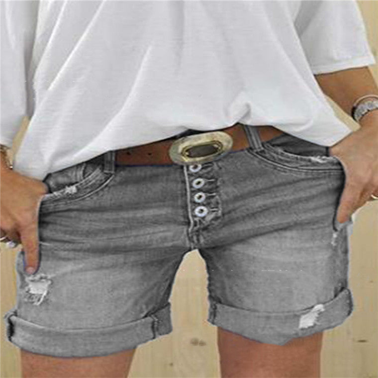 Zephirine™ - Damen Ripped Denim Shorts