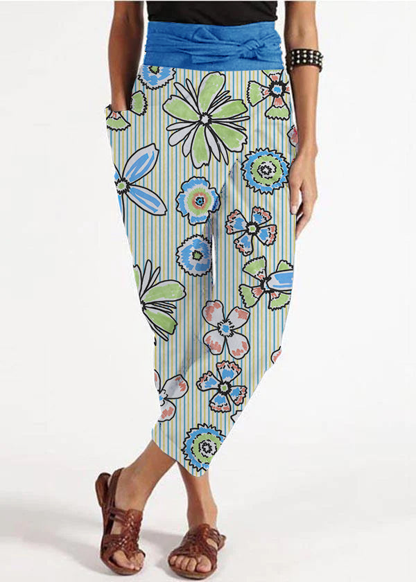 Handgemachte graue asymmetrische Design Hohe Taille Baumwoll Harem Sommerhose