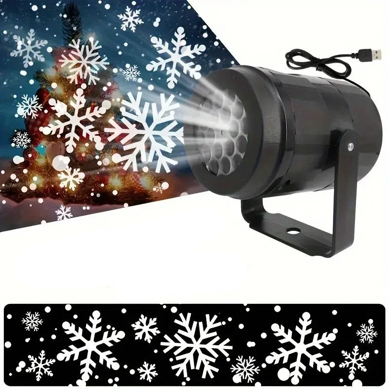 SNOW PARTYKLE™ - USB-gespeiste Weihnachts-Schneeflocken-Projektorleuchte (50% FERIENVERKAUF)