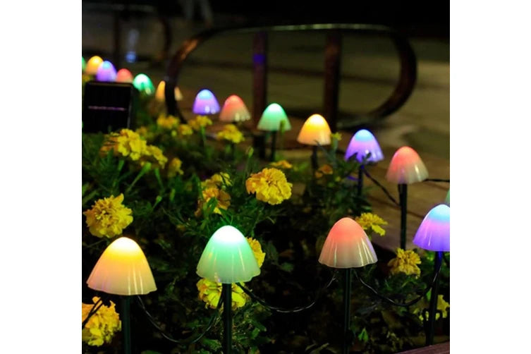 Mushroom-Feenlichter 20LED Außen wasserdicht 16 Fuß 8 Mo\ration für Garten Terrasse Hof Landschaft Rasen Weg Hochzeit Party Weihnachten (warm)