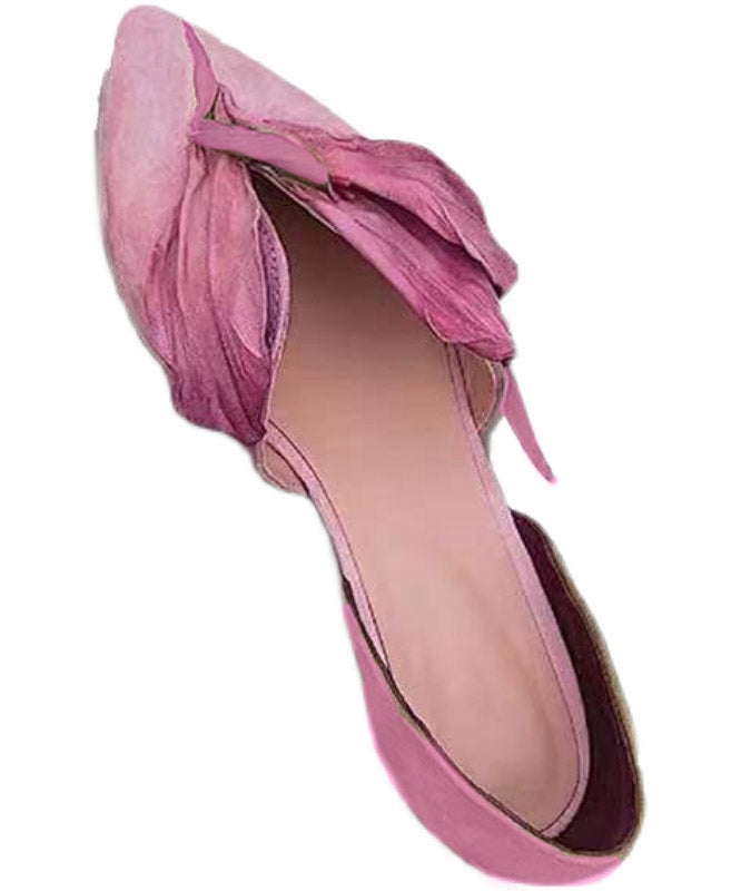 Handgemachte rosa Satin-Blumen-Spitzenzehen-Ballerinas