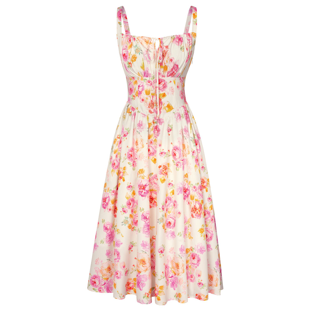 Sommer Bequeme Blumenkleid mit Taschen