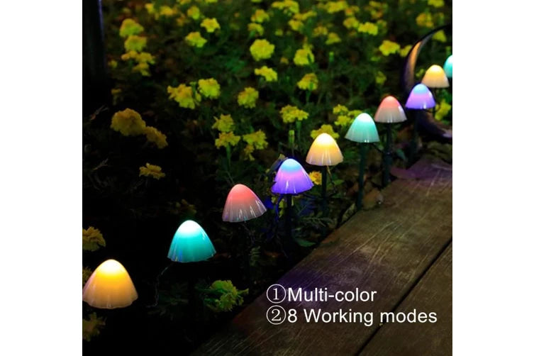Mushroom-Feenlichter 20LED Außen wasserdicht 16 Fuß 8 Mo\ration für Garten Terrasse Hof Landschaft Rasen Weg Hochzeit Party Weihnachten (warm)