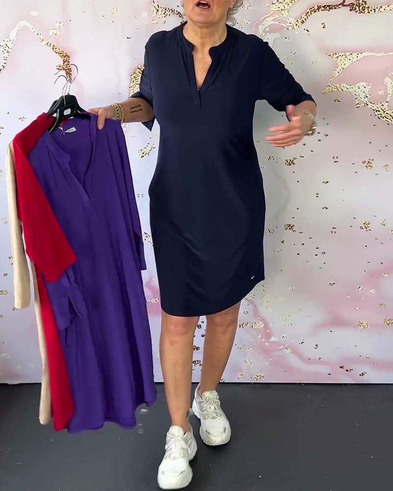 Sofie™ | Einfaches Kleid mit V-Ausschnitt