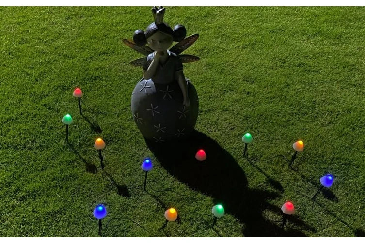 Mushroom-Feenlichter 20LED Außen wasserdicht 16 Fuß 8 Mo\ration für Garten Terrasse Hof Landschaft Rasen Weg Hochzeit Party Weihnachten (warm)