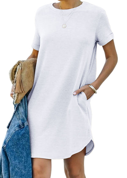 lisa - Lässiges kurzärmeliges T-Shirt-Kleid mit Taschen