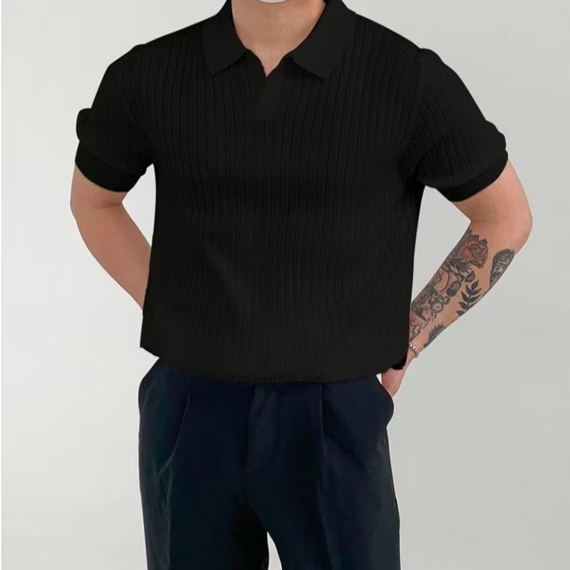 Strukturierter Strick-Polohemd