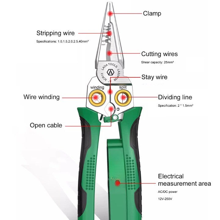 Multi-Tool Abisolierzange 8in1 Elektriker