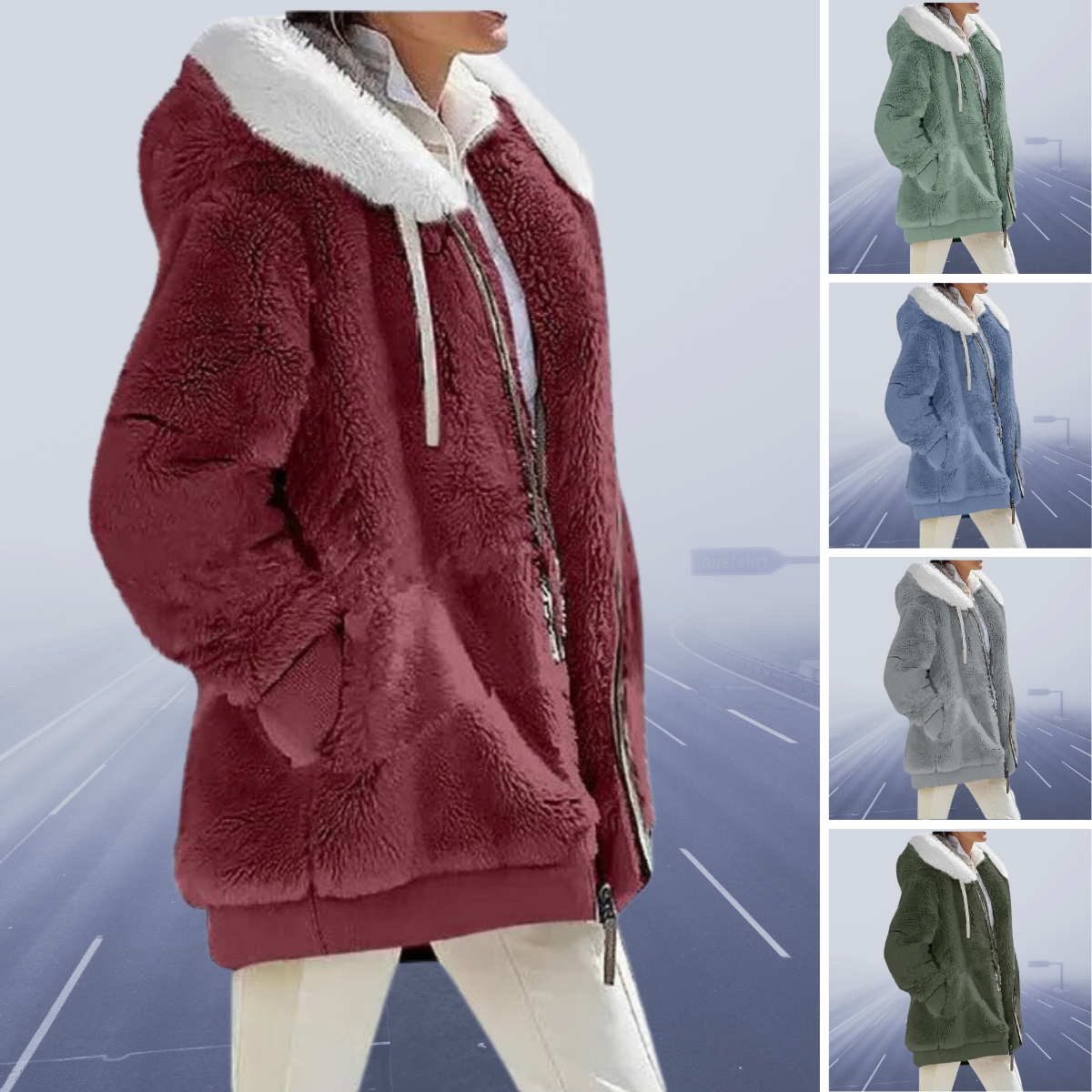 Yvonne™ - Neu Lässige Fleece-Kapuzenjacke