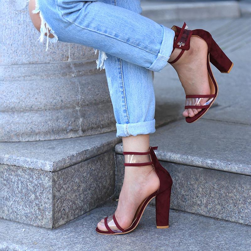 T-Stage Mode Hoher Chunky-Absatz Stil Stilettos