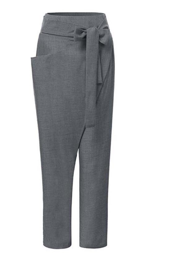 Handgemachte graue asymmetrische Design Hohe Taille Baumwoll Harem Sommerhose