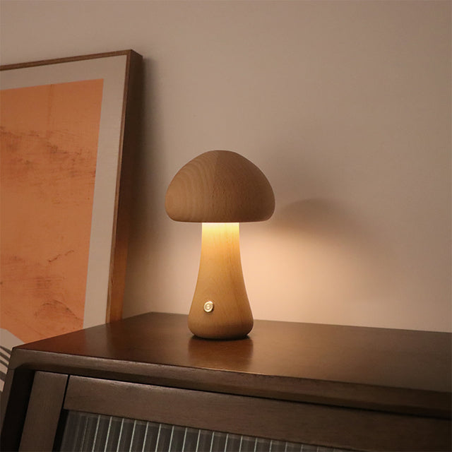 (50% Rabatt) | MushroomLamp™ - Einzigartige Pilz-Tischlampe aus Holz