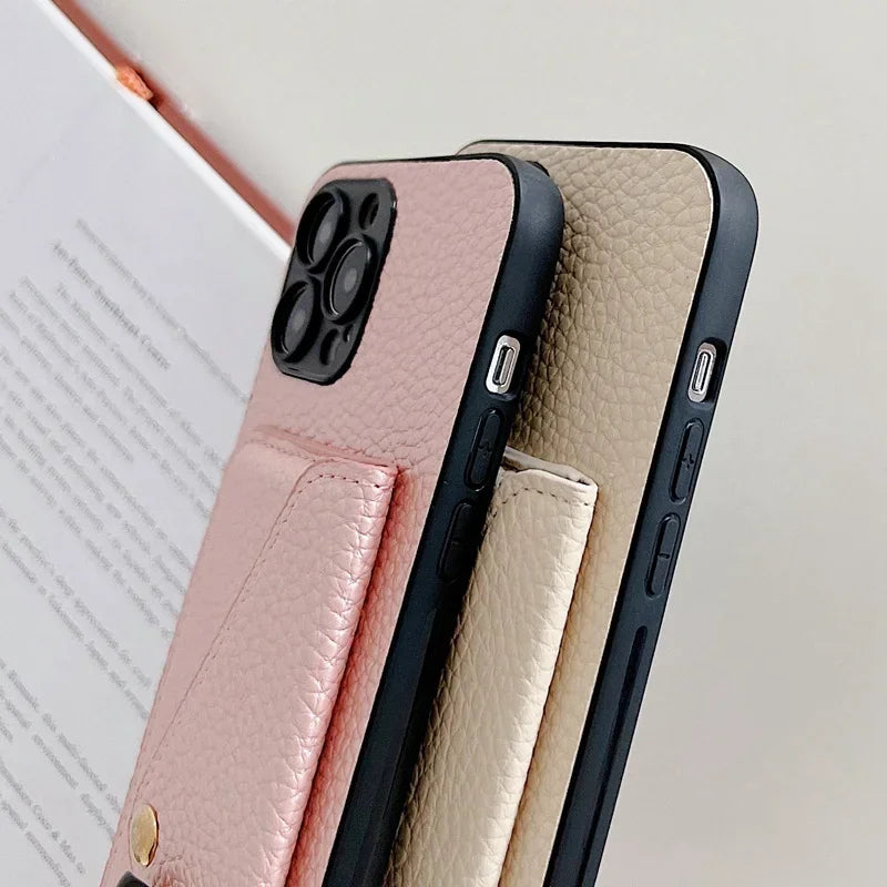 Leder Kartenetui Umhängeband für iPhone