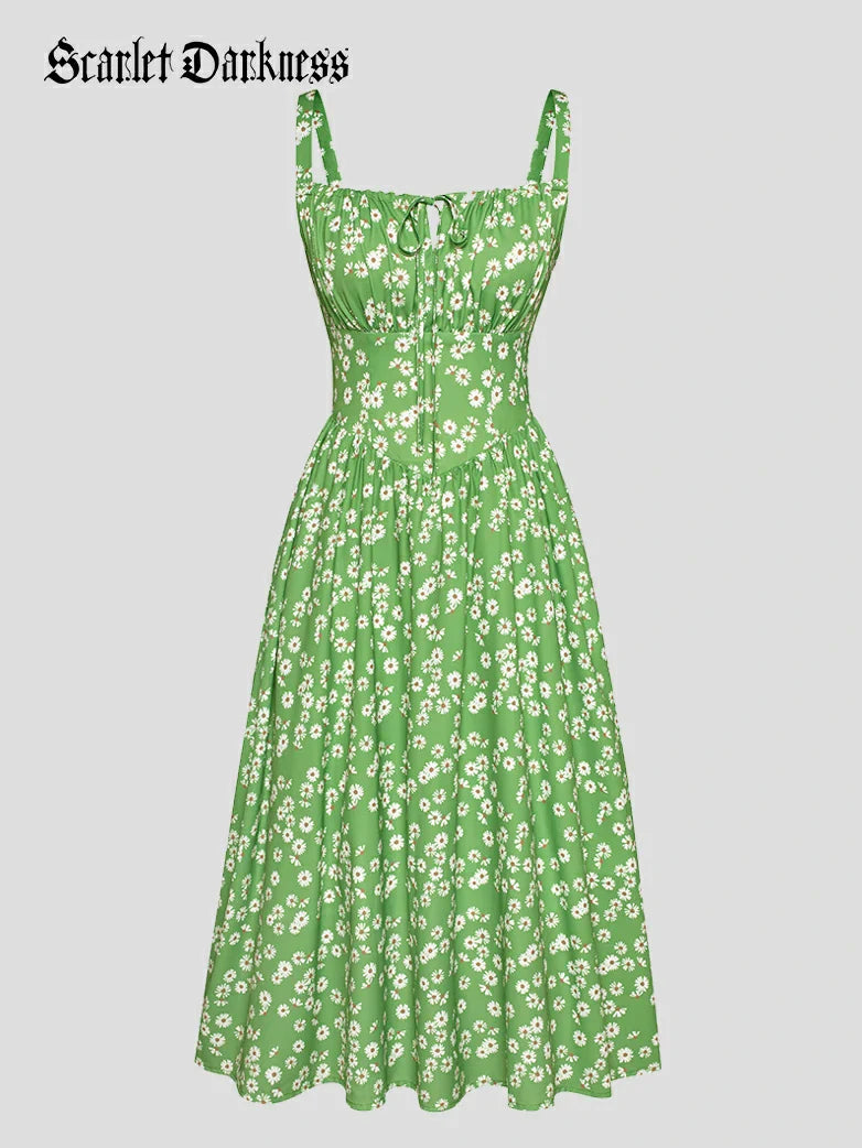 Sommer Bequeme Blumenkleid mit Taschen