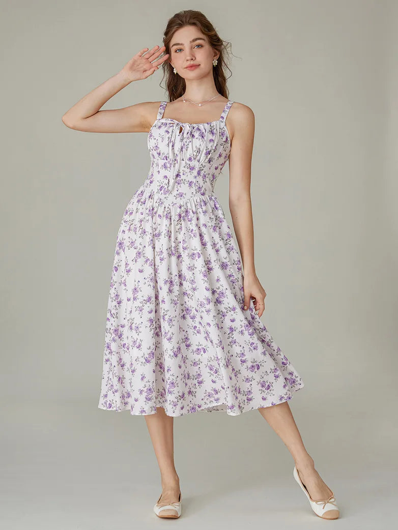Sommer Bequeme Blumenkleid mit Taschen
