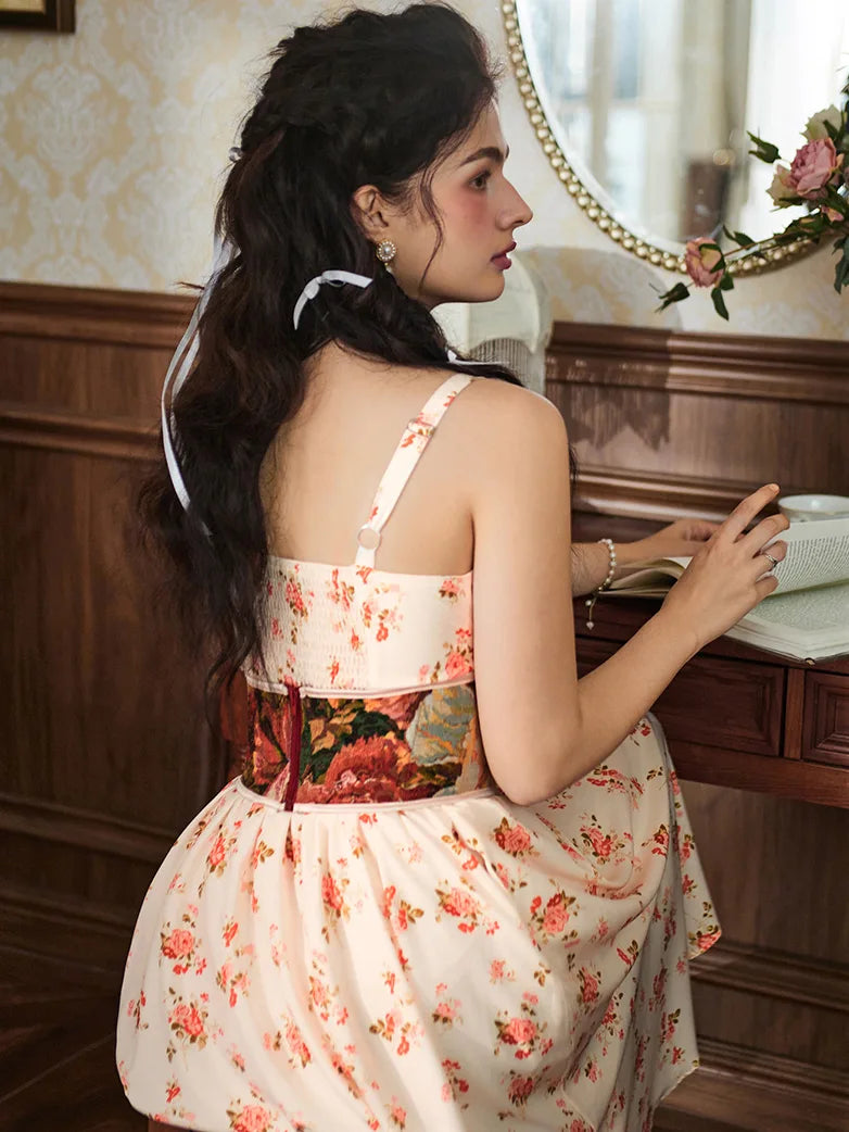 Sommer Bequeme Blumenkleid mit Taschen