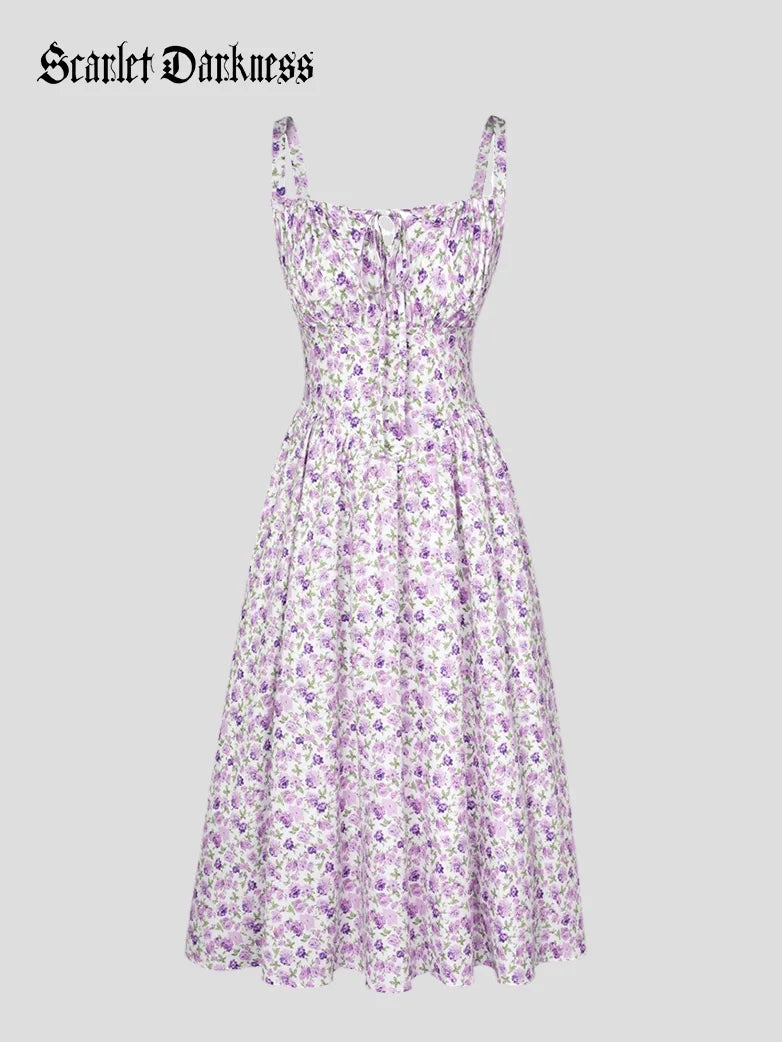 Sommer Bequeme Blumenkleid mit Taschen