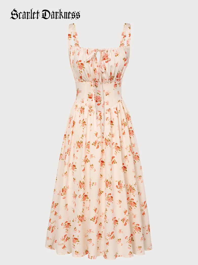 Sommer Bequeme Blumenkleid mit Taschen