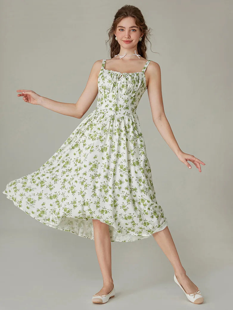 Sommer Bequeme Blumenkleid mit Taschen