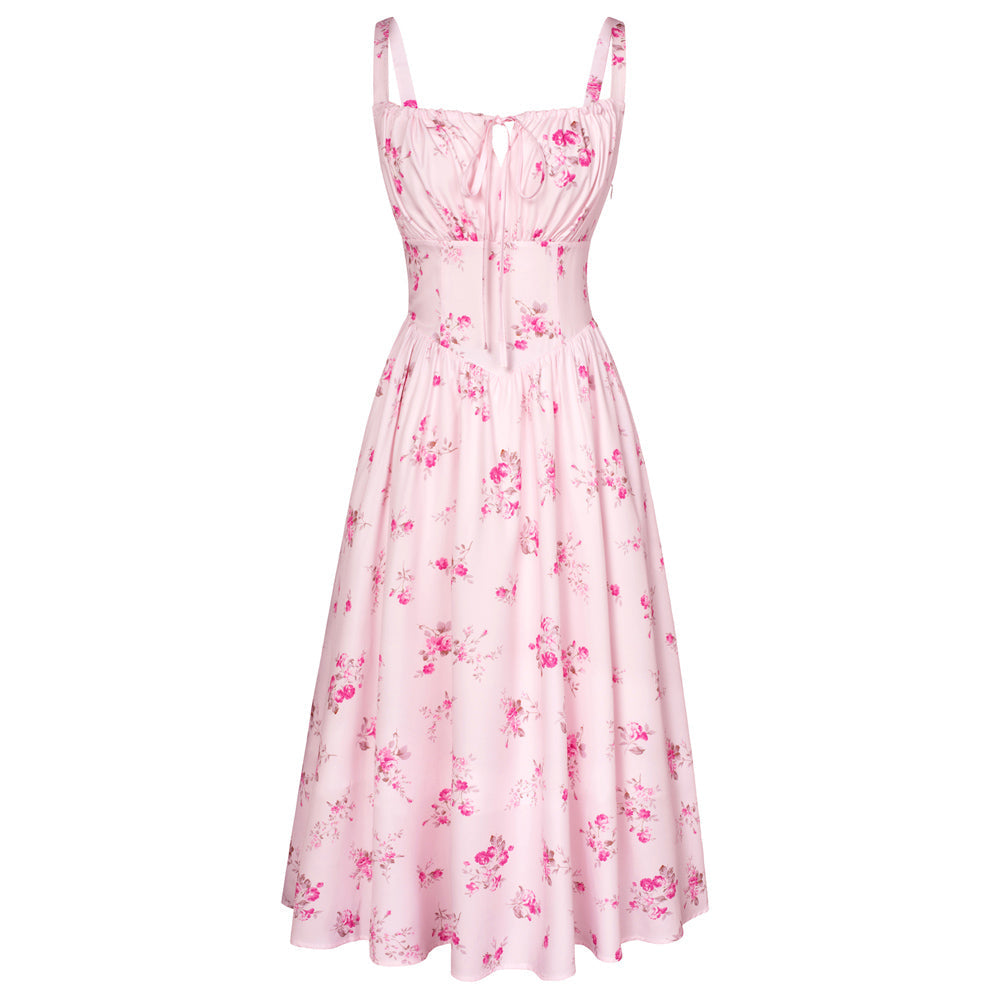 Sommer Bequeme Blumenkleid mit Taschen