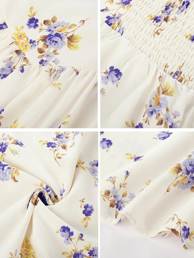 Sommer Bequeme Blumenkleid mit Taschen