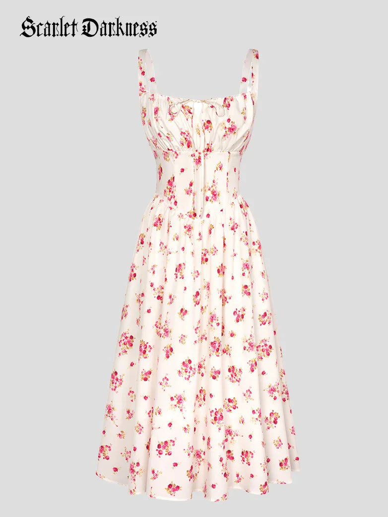 Sommer Bequeme Blumenkleid mit Taschen