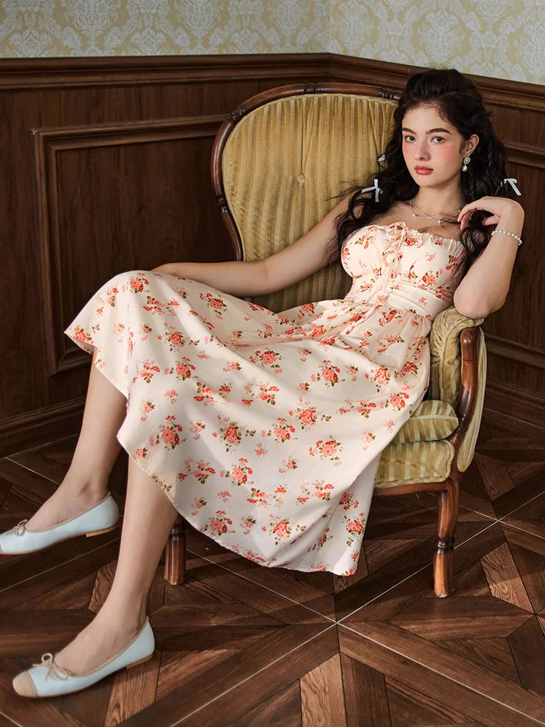 Sommer Bequeme Blumenkleid mit Taschen