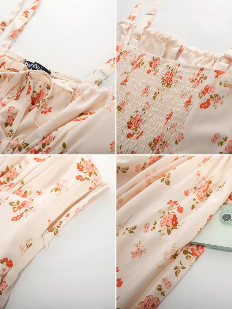 Sommer Bequeme Blumenkleid mit Taschen