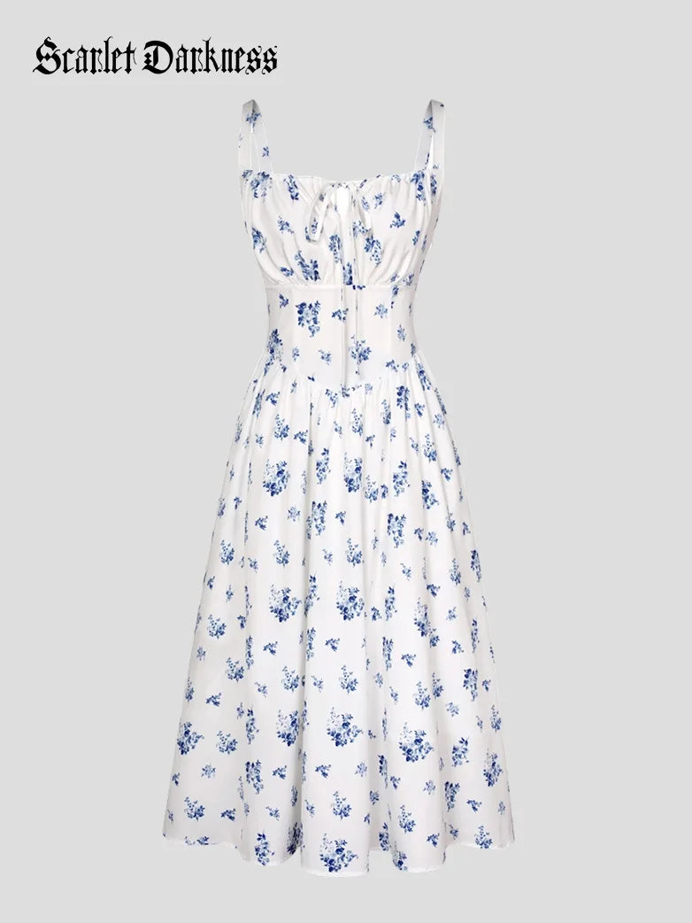 Sommer Bequeme Blumenkleid mit Taschen