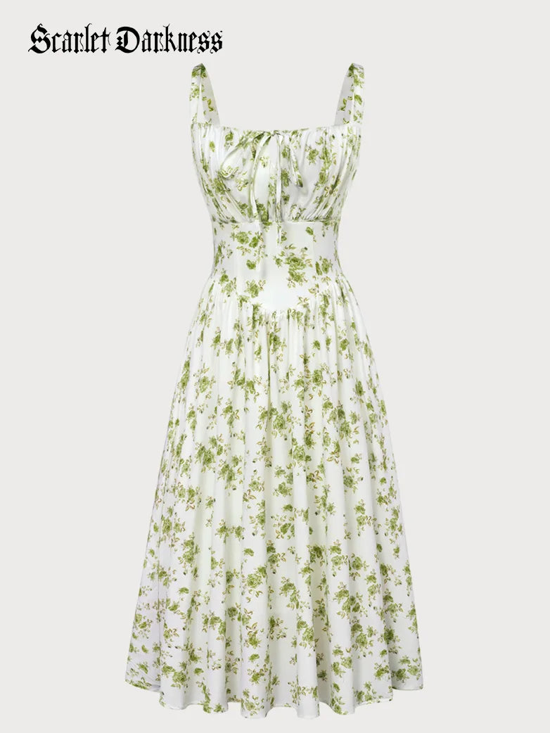 Sommer Bequeme Blumenkleid mit Taschen