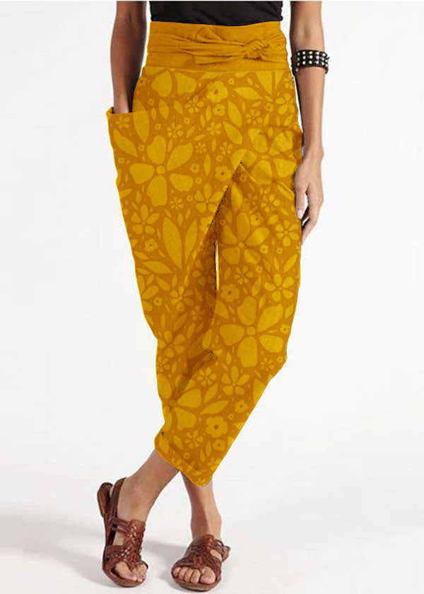 Handgemachte graue asymmetrische Design Hohe Taille Baumwoll Harem Sommerhose