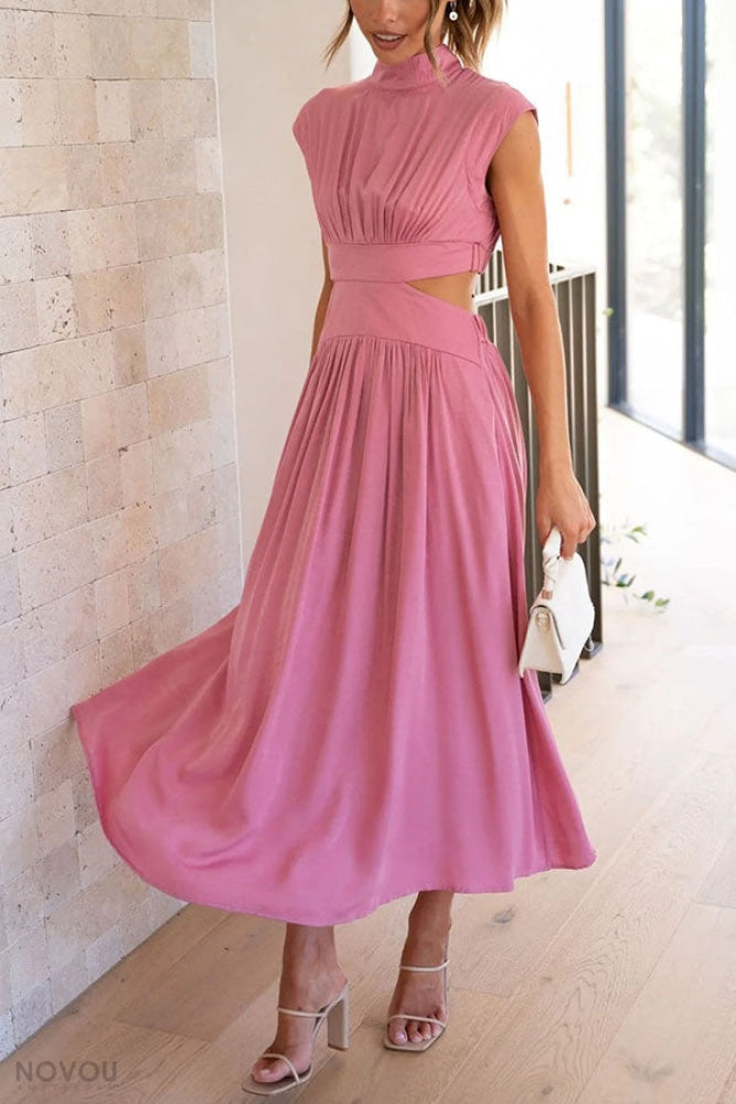 Xanthe™ - Rollkragen Taille Ausgeschnitten Sommer Midi-Kleid