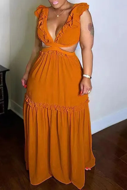 Glänzendes Glamour Kleid V-Ausschnitt