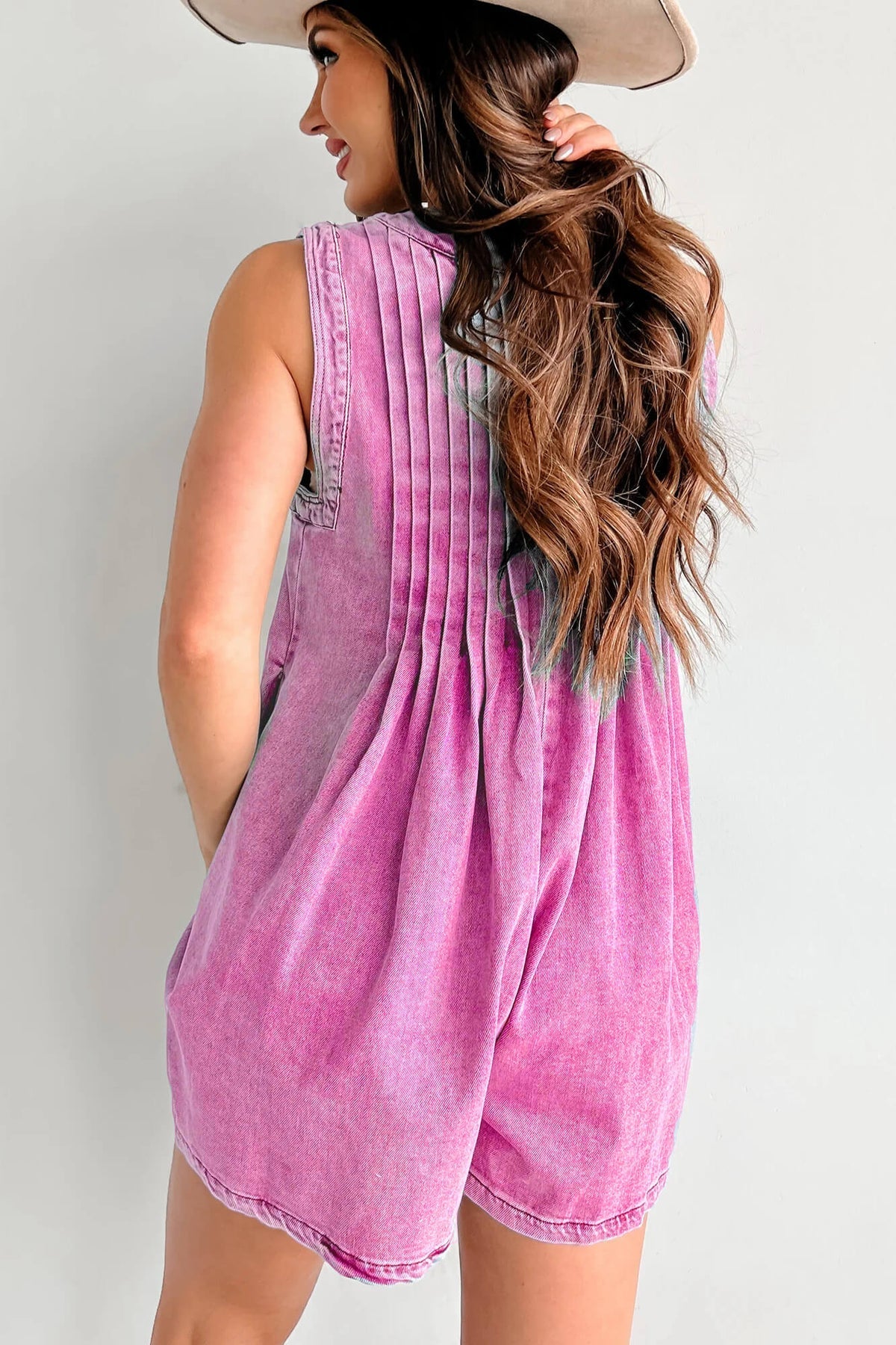 Abbey | Luchtige Denim Romper met Striksluiting