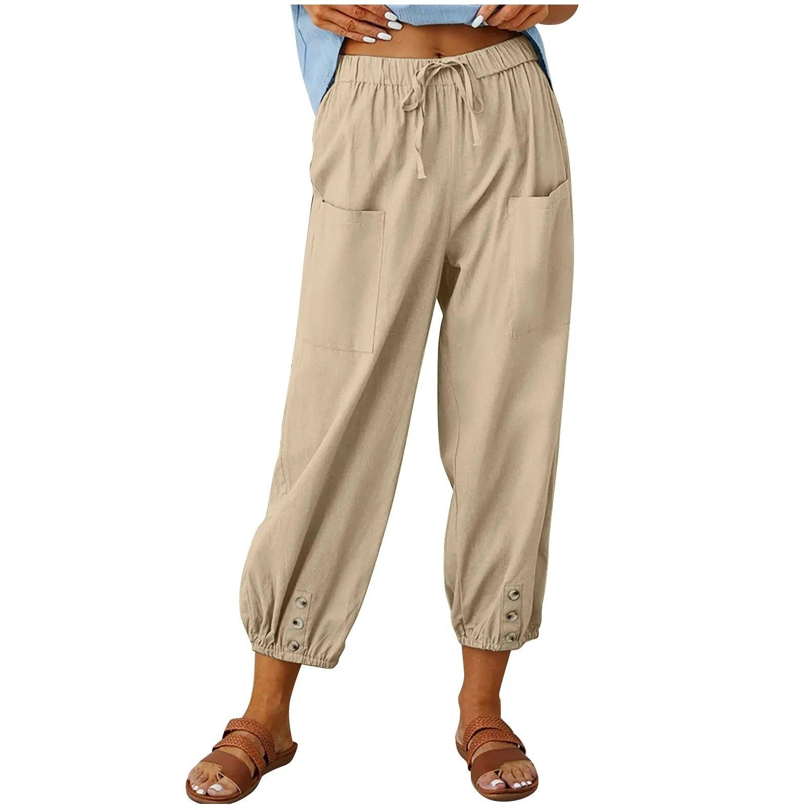 Neue Damen Sommer Baumwoll-Leinen Hose Neun Minuten Hose