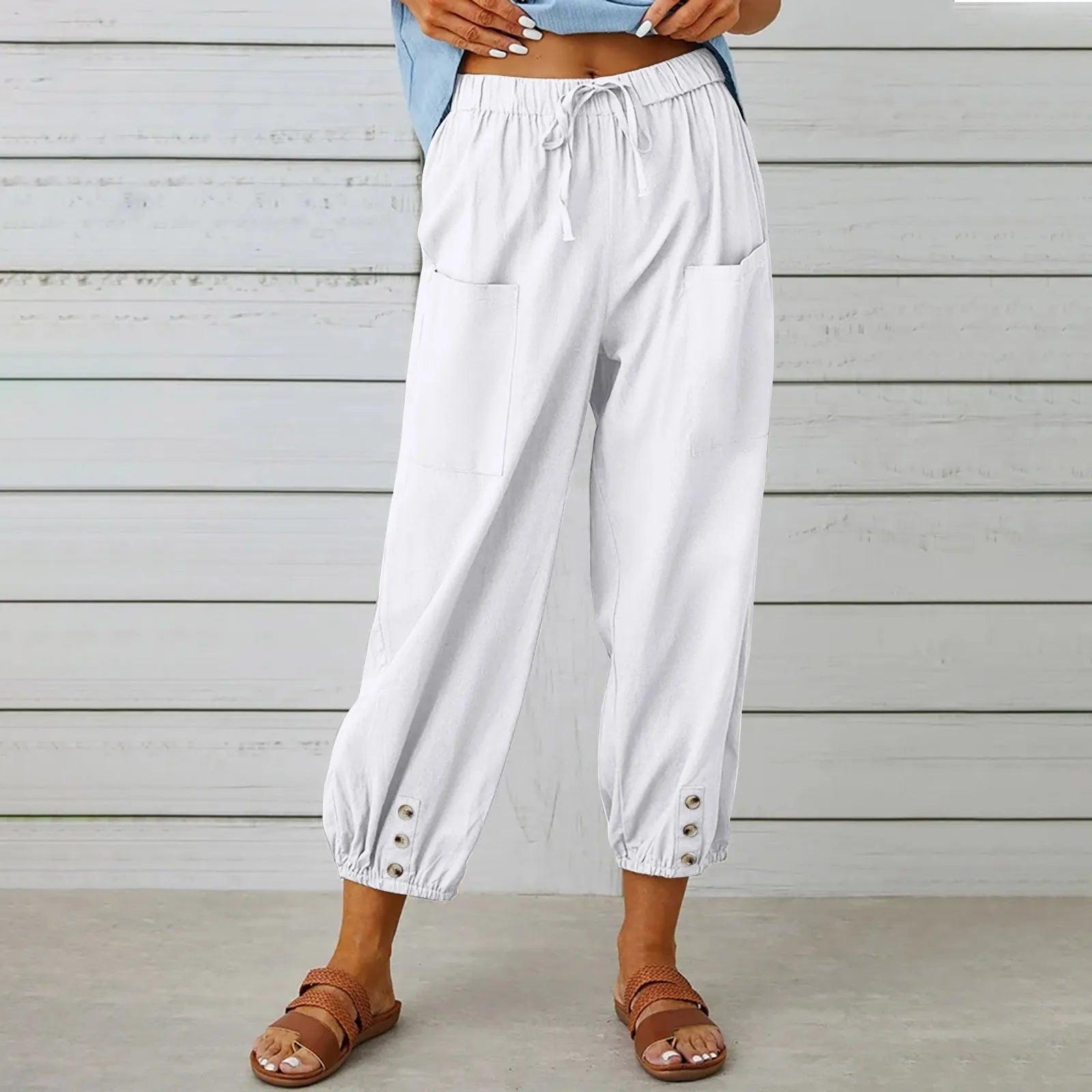 Neue Damen Sommer Baumwoll-Leinen Hose Neun Minuten Hose
