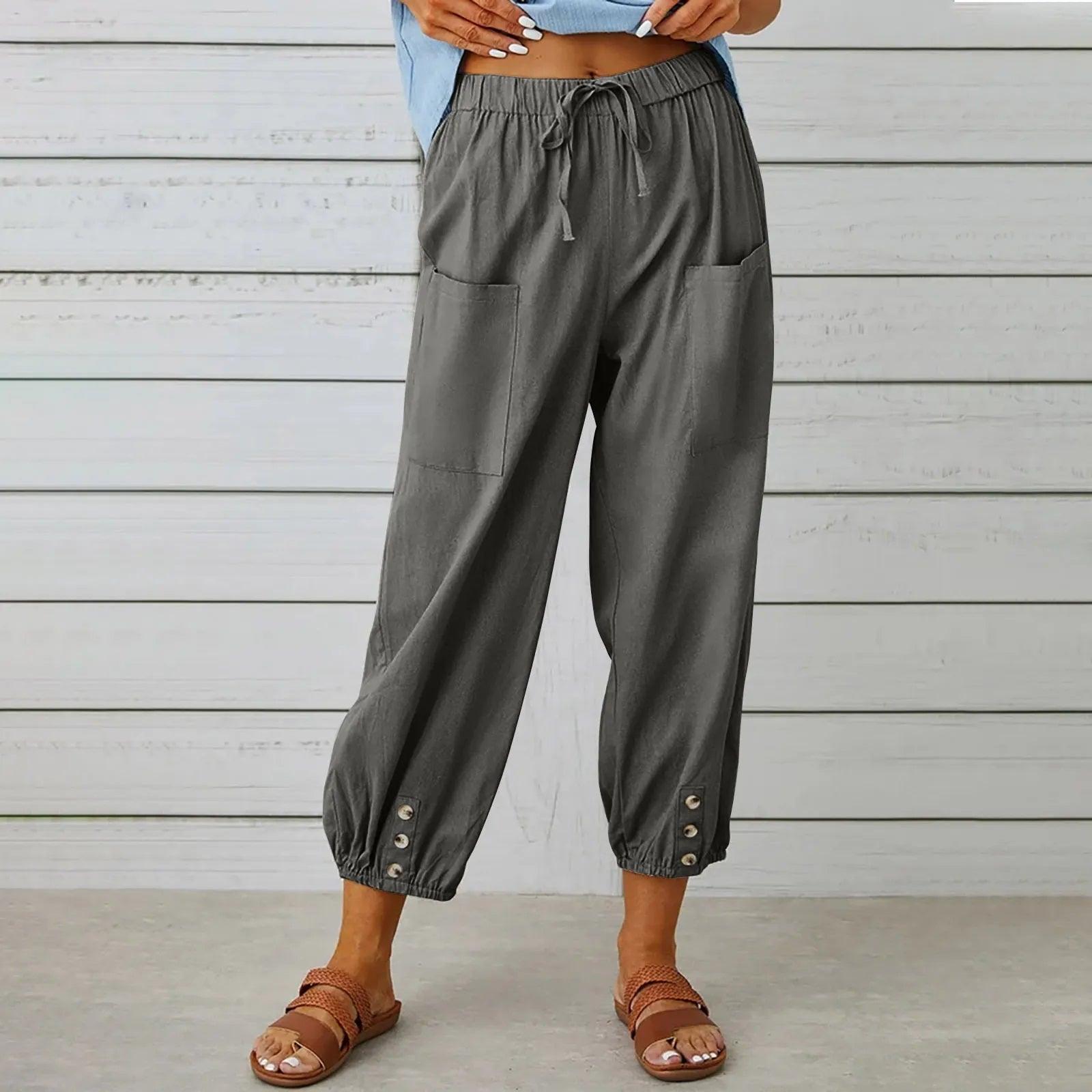 Neue Damen Sommer Baumwoll-Leinen Hose Neun Minuten Hose
