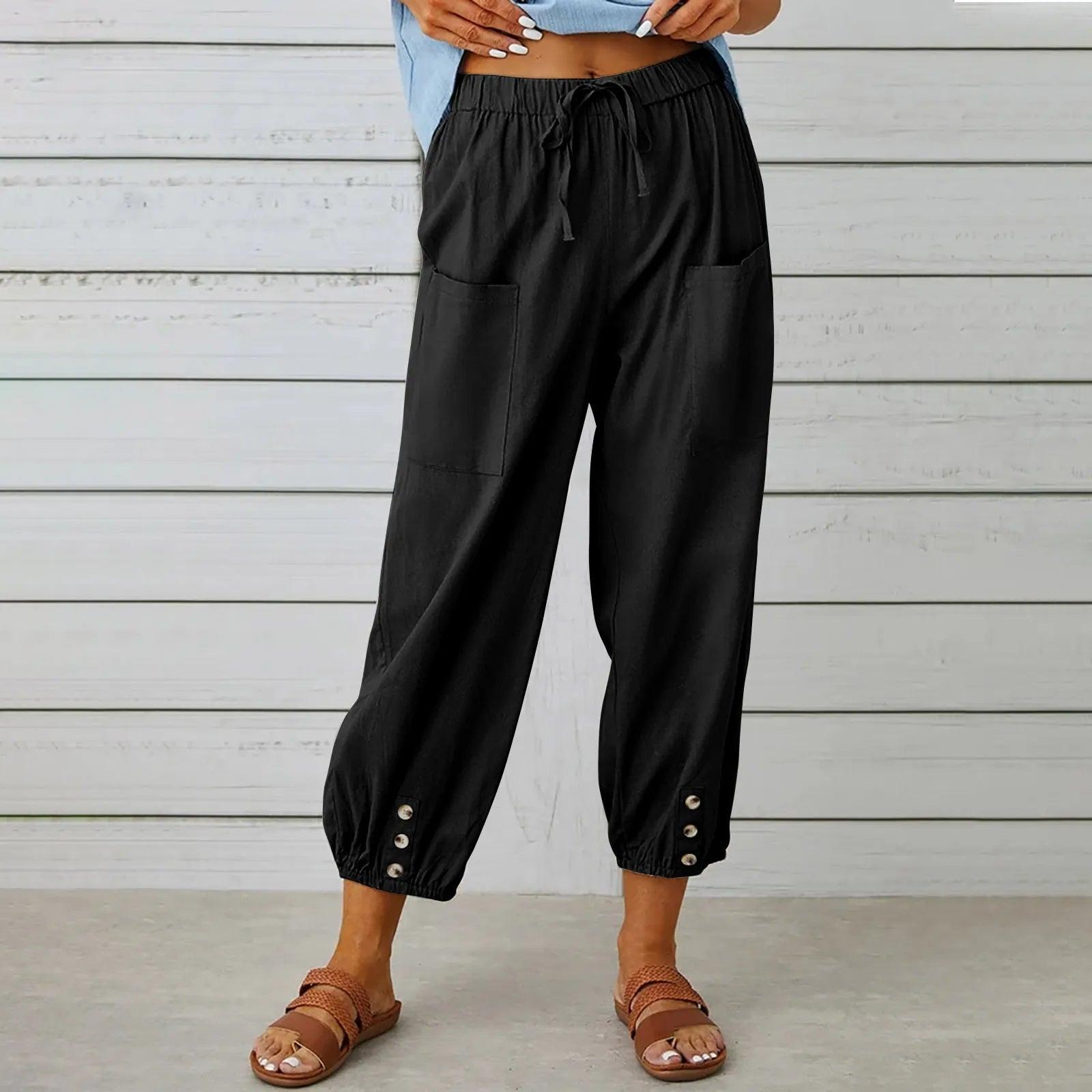 Neue Damen Sommer Baumwoll-Leinen Hose Neun Minuten Hose